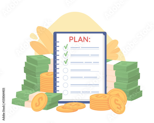 Spending plan flat concept vector illustration. Personal expenses. Editable 2D cartoon elements on white for web design. Budget strategy creative idea for website, mobile, presentation