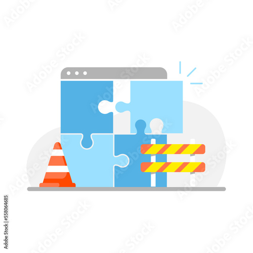 rebuild website page, under maintenance concept illustration flat design vector eps10. modern graphic element for landing page, empty state ui, infographic, icon