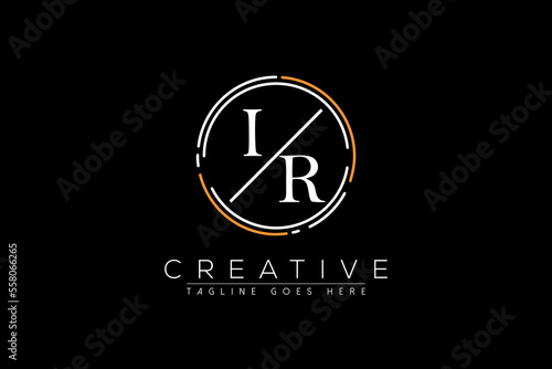 letter ir  elegant and luxury Initial with circle frame minimal monogram logo design vector template