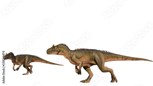 Allosaurus roaring isolated on blank background PNG ultra high resolution © akiratrang