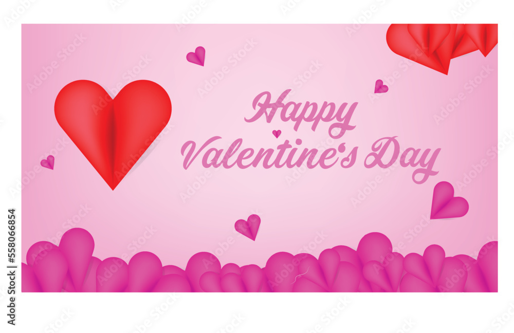 Valentine's Day  background. Romantic composition with hearts . Vector illustration for website , posters, ads, coupons, promotional