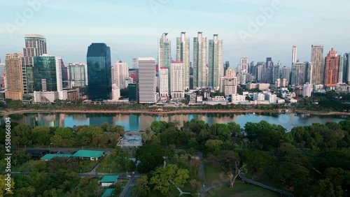 Wallpaper Mural Aerial view tropical forest in city public park with modern office building Bangkok Thailand Torontodigital.ca