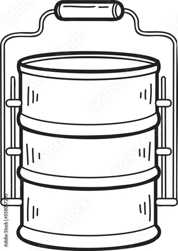 Hand Drawn thai Tiffin and Thai food illustration