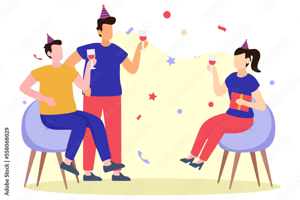 Birthday Party Flat Design Illustration Birthday Party Flat Design Illustration