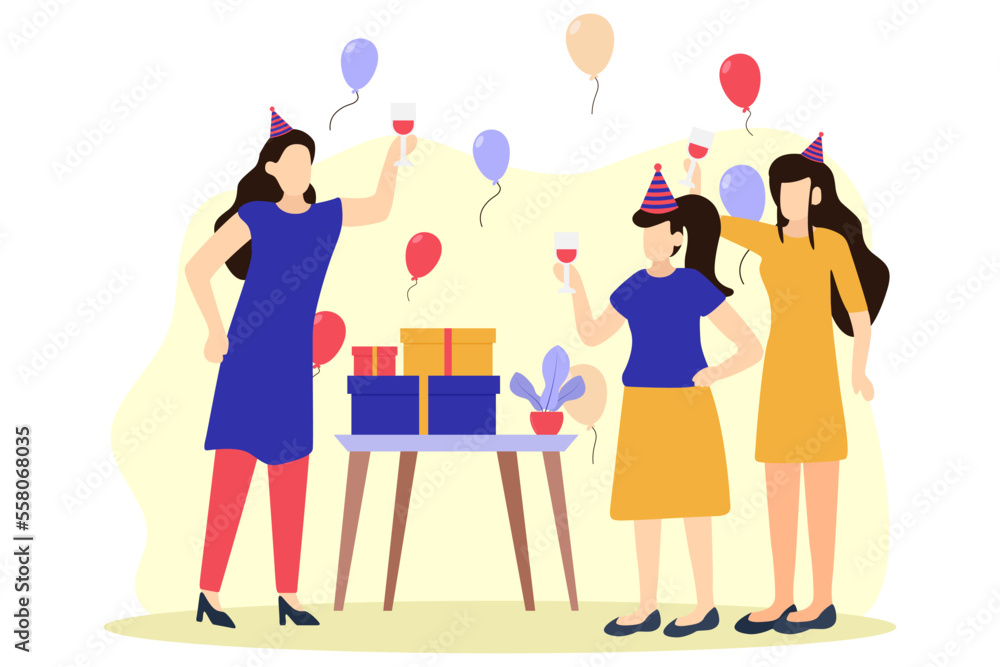 Birthday Party Flat Design Illustration