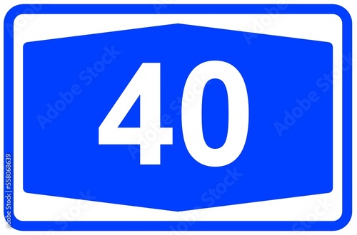 Illustration eines Autobahnschildes der Autobahn 40 in Deutschland	 photo