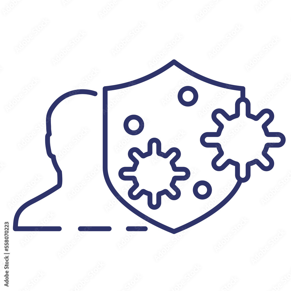 virus protection line icon with man and shield