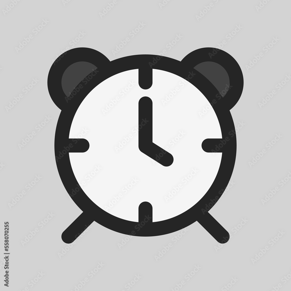 Alarm icon in filled line style, use for website mobile app presentation Alarm icon in filled line style, use for website mobile app presentation