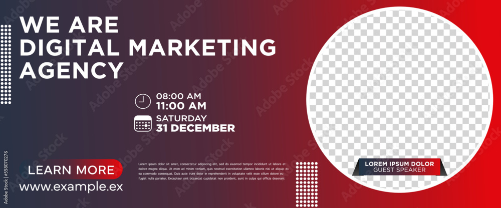 Business webinar horizontal banner design template. Editable modern banner with place for the photo. Usable for banner, cover, and header. Business webinar horizontal banner design template. Editable modern banner with place for the photo. Usable for banner, cover, and header.