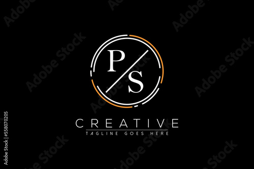 letter ps  elegant and luxury Initial with circle frame minimal monogram logo design vector template