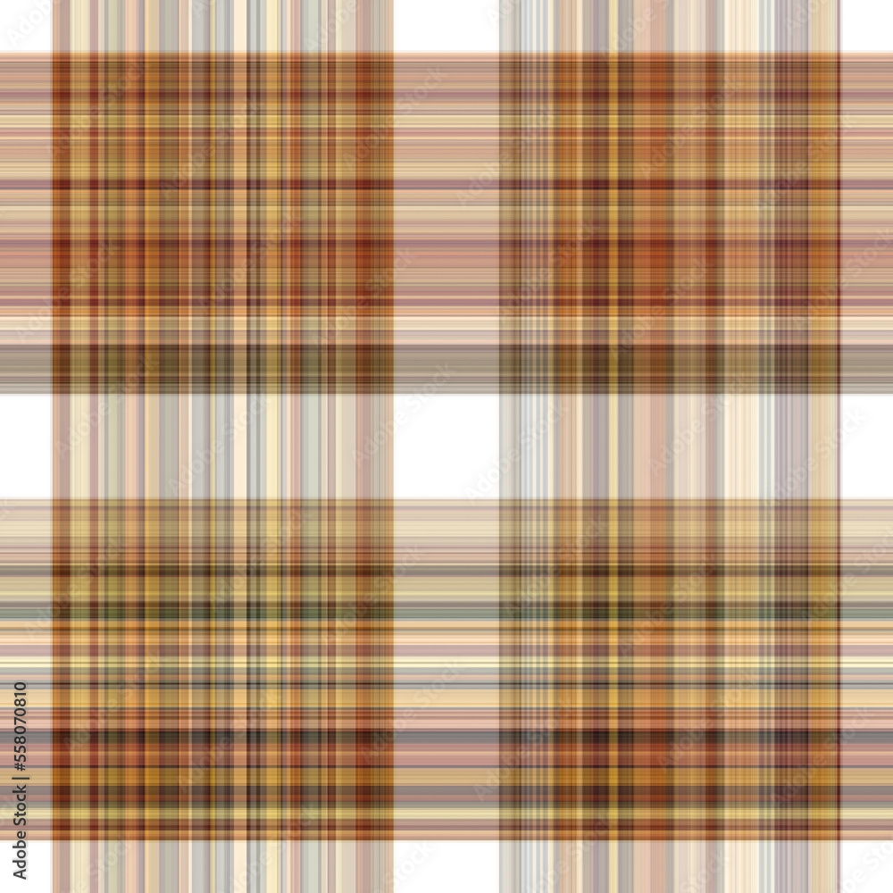 Fototapeta premium Woodland white tartan seamless pattern textile. Tonal autumnal forest plaid with organic texture. Background of orange stripe for rough wallpaper. 