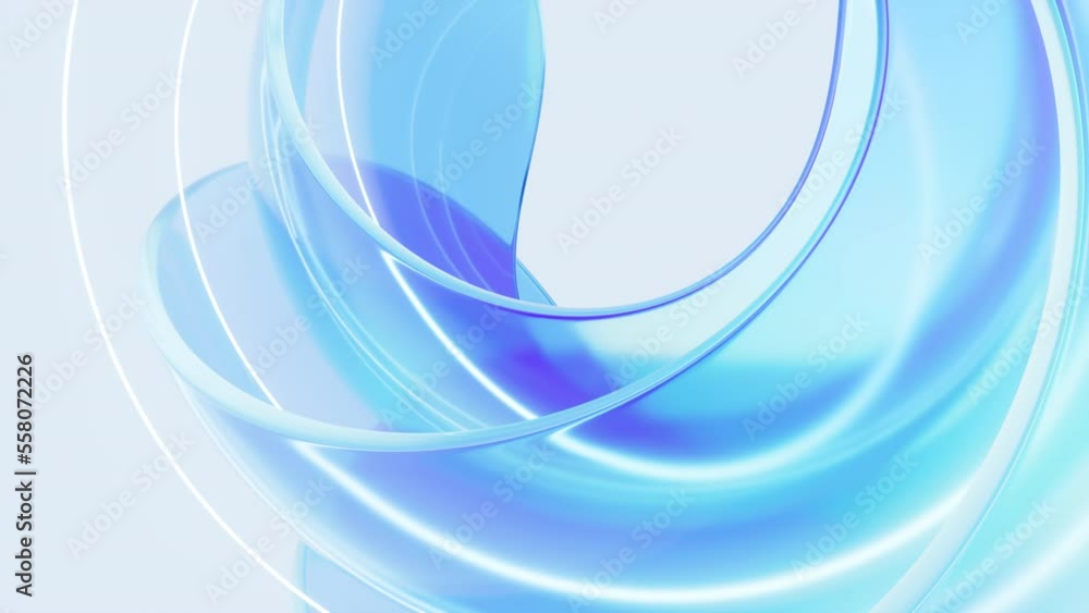 Gradient transparent curve glass, 3d rendering.