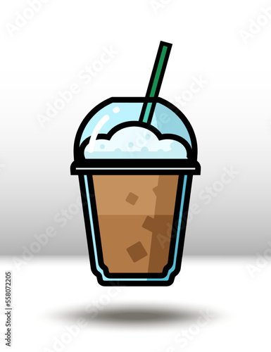 Vector icon illustration. Colorful frappe coffee. Isolated on white background.