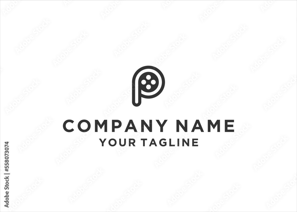 letter P logo media film vector illustration template letter P logo media film vector illustration template