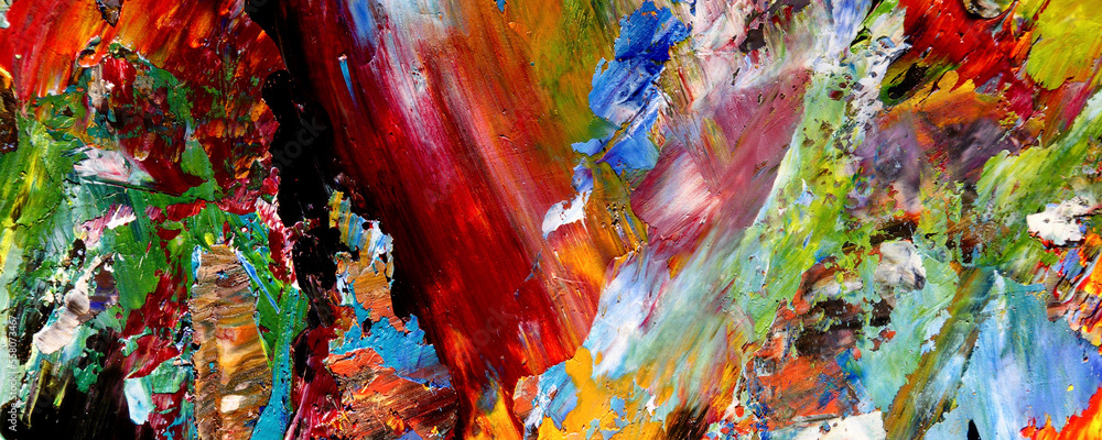 Fototapeta premium Color texture. Hand drawn oil painting on canvas. Abstract art background. Modern, contemporary art. Colorful canvas. Wall decor background