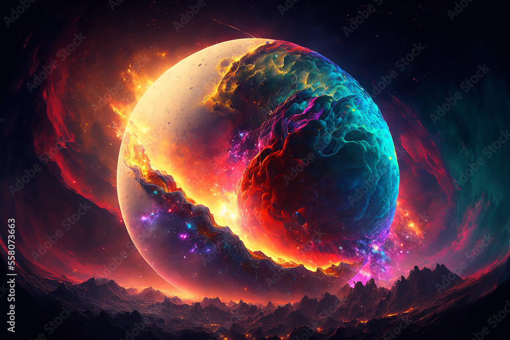 a glorious galaxy rise from the surface of an ocean planet, abstract graphic design, wallpaper background a glorious galaxy rise from the surface of an ocean planet, abstract graphic design, wallpaper background