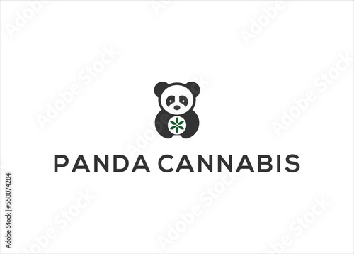 panda cannabis medical logo vector illustration template