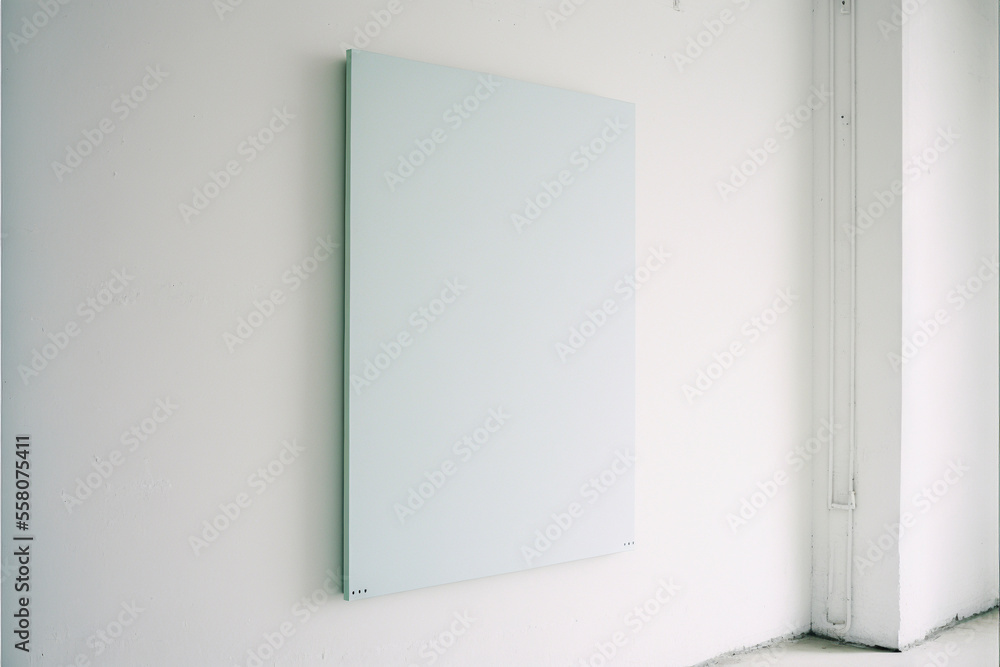 Mockup poster square frame on the wall in living room interior. Created with Generative AI technology. Mockup poster square frame on the wall in living room interior. Created with Generative AI technology.