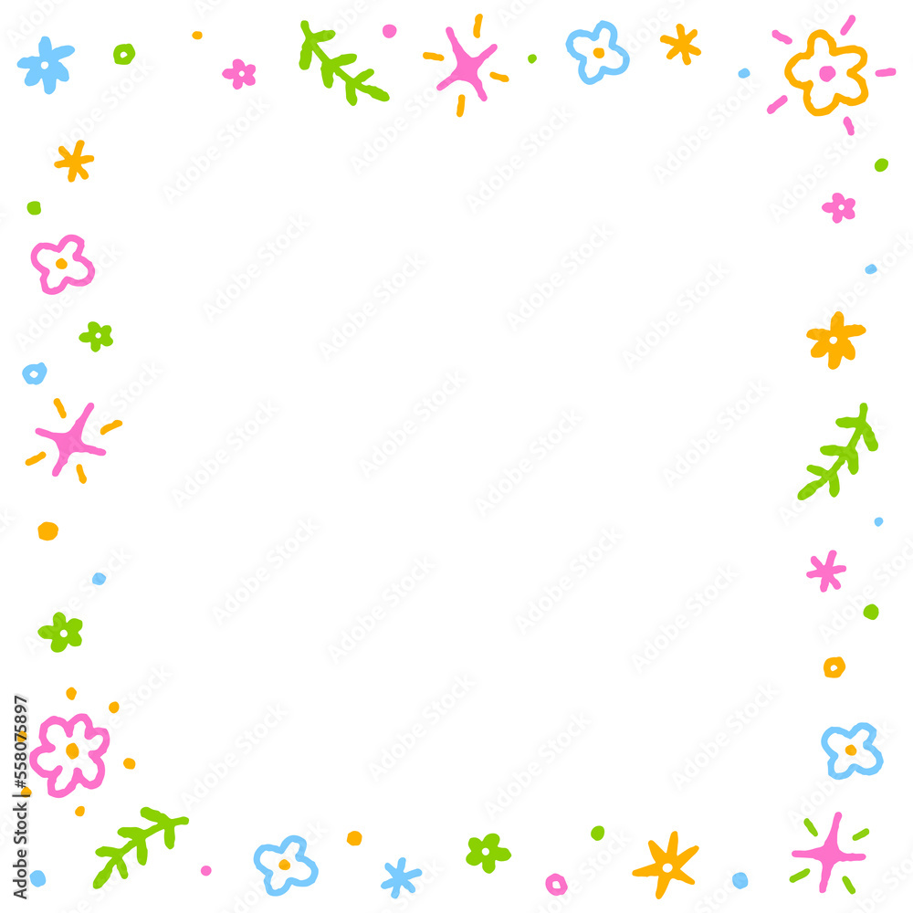 Cute Confetti Daisy Flower Blossom Floral Sprinkle Sparkle Flower Ditsy Shine Dot Doodle Handdrawn Colorful Square Card Border Frame Template Banner Copy Space for Spring Summer Party Celebration Cute Confetti Daisy Flower Blossom Floral Sprinkle Sparkle Flower Ditsy Shine Dot Doodle Handdrawn Colorful Square Card Border Frame Template Banner Copy Space for Spring Summer Party Celebration