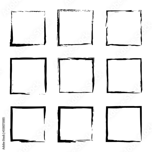 brush squares. Ink paint brush stain square. Grunge texture. Vector illustration. stock image.