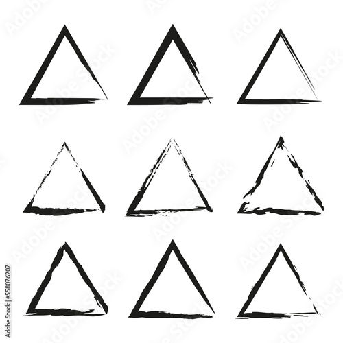 Brush triangles. Draw geometric shapes. illustration. stock image.
