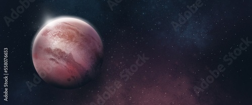 Space banner with planet