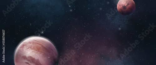 Space banner with planets