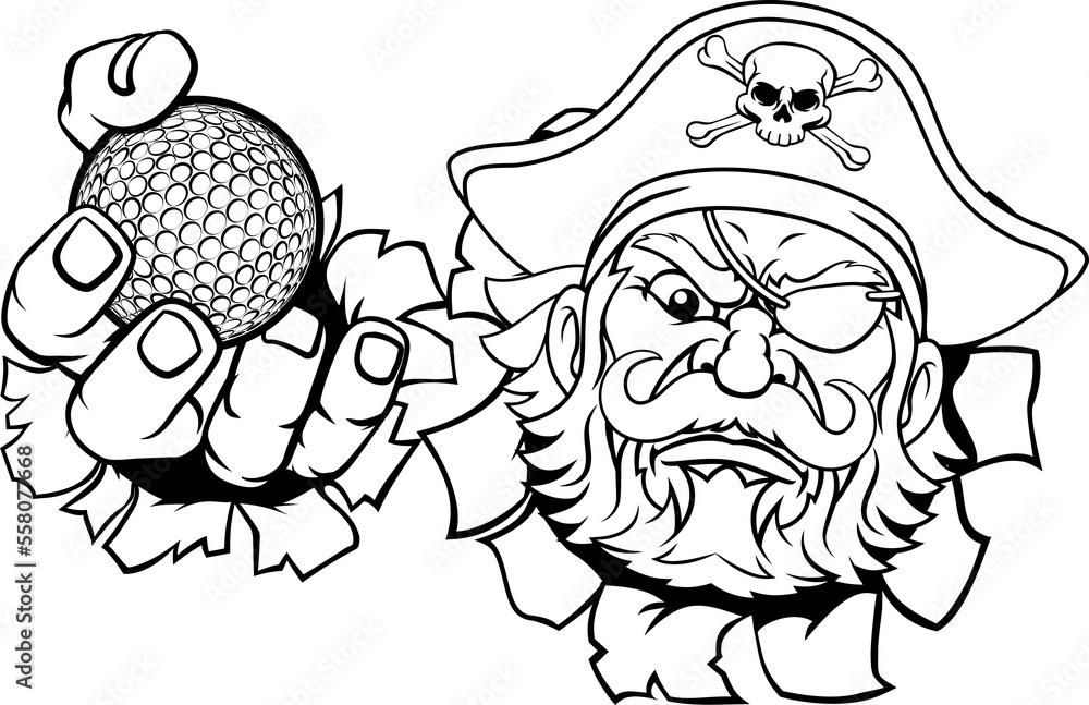 Pirate Golf Ball Sports Mascot Cartoon