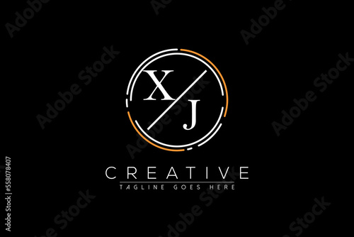 letter xj elegant and luxury Initial with circle frame minimal monogram logo design vector template photo