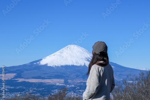 富士山と女性