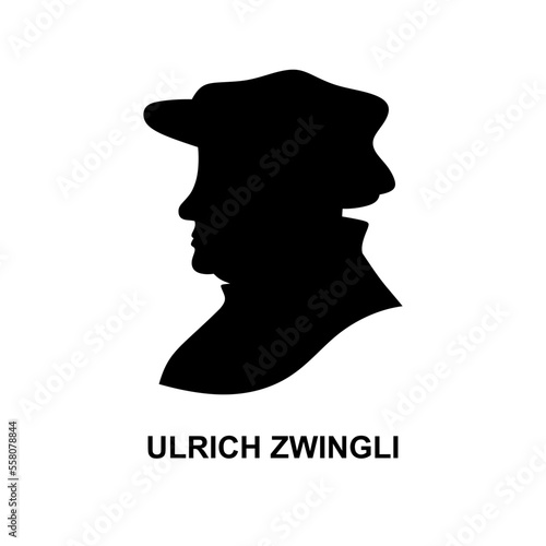 Silhouette of the Christian reformer and theologian Ulrich Zwingli 