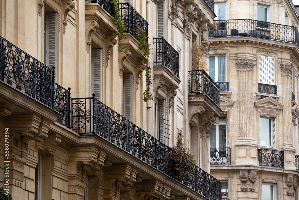 beautiful background from the facades of Parisian buildings