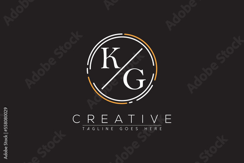 letter kg elegant and luxury Initial with circle frame minimal monogram logo design vector template