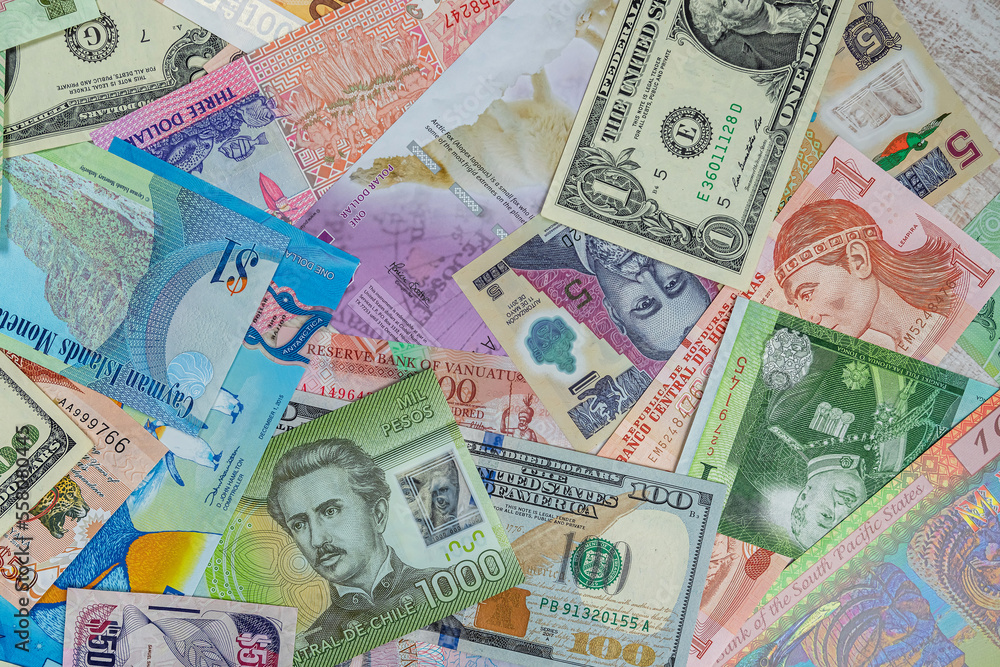 Fototapeta premium mix color american money as background