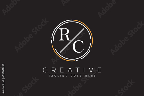 letter rc elegant and luxury Initial with circle frame minimal monogram logo design vector template