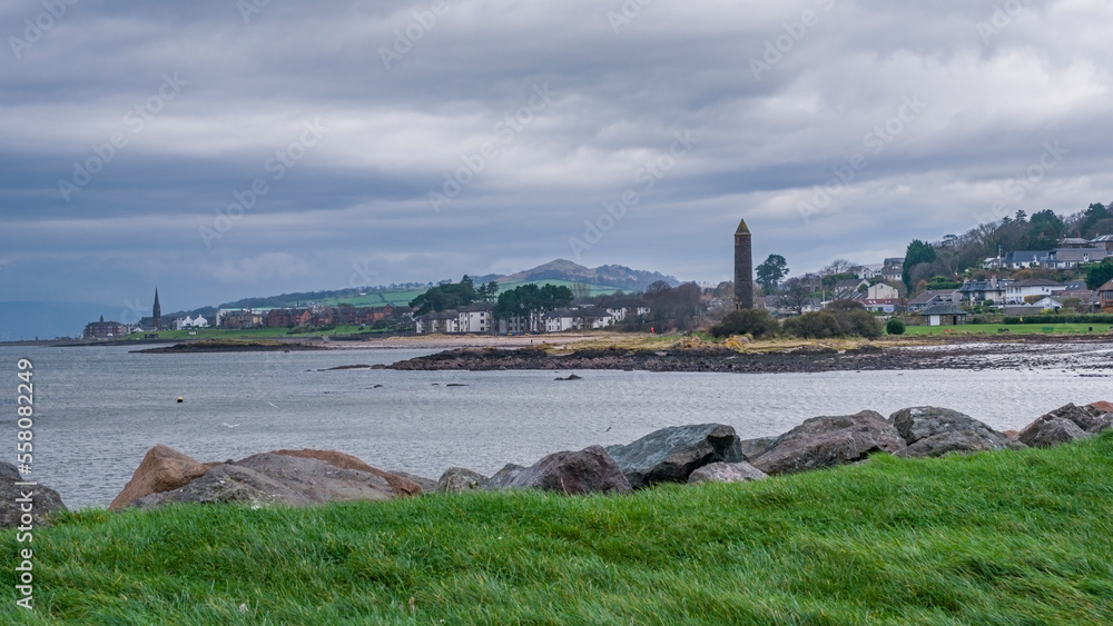 Scottish Town of largs Looking North Past the Pencil Monument