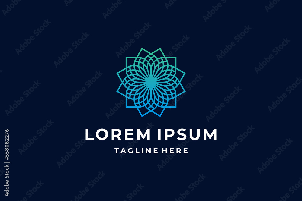 Blue Geometric Lotus Flower Line Logo
Blue Geometric Lotus Flower Line Logo