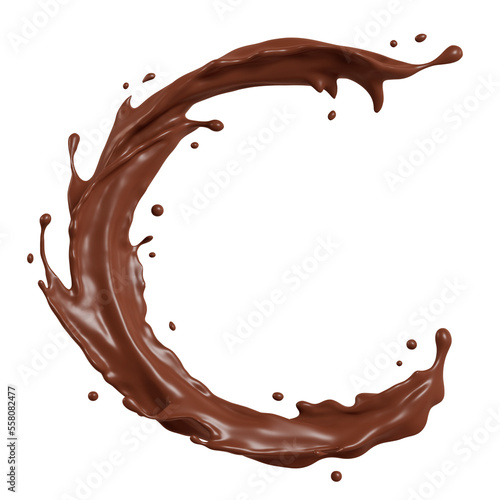 Chocolate isolated splashes wave. 3D render illustration