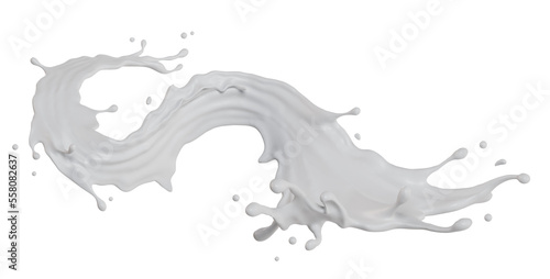 milk isolated splashes wave. 3D render illustration