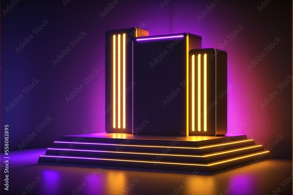 Abstract background with glowing neon lights. generative ai Abstract background with glowing neon lights. generative ai