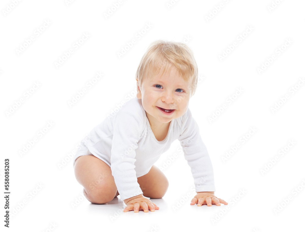 Little, happy and smiling cute baby in the studio. Portrait of a one year old baby. The concept of happiness. Little, happy and smiling cute baby in the studio. Portrait of a one year old baby. The concept of happiness.