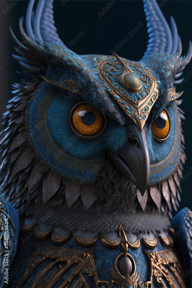Fototapeta premium Illustrative vector graphics of anthropomorphic owl. generative ai
