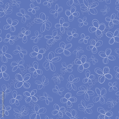 Vector blue Dark Flower Storm seamless pattern background.