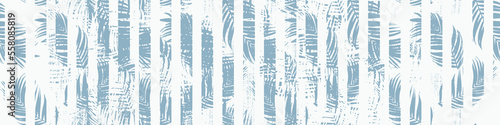 Tropical pattern, palm leaves seamless blue  background. exotic plant on watercolor stains artistic jungle print. Leaves of palm tree. brush texture