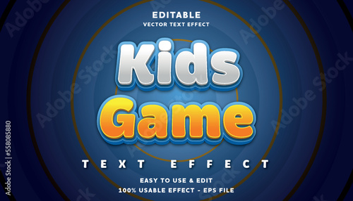 editable kids game vector text effect with modern style design usable for logo or company campaign