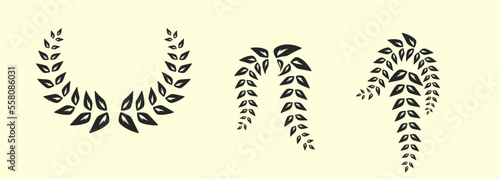 Set of elegant floral logo elements for design wedding invitation, beauty, anniversary.