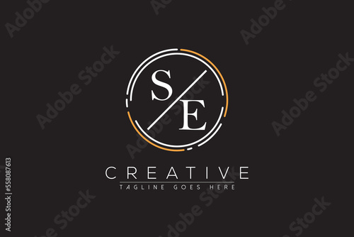 letter se elegant and luxury Initial with circle frame minimal monogram logo design vector template