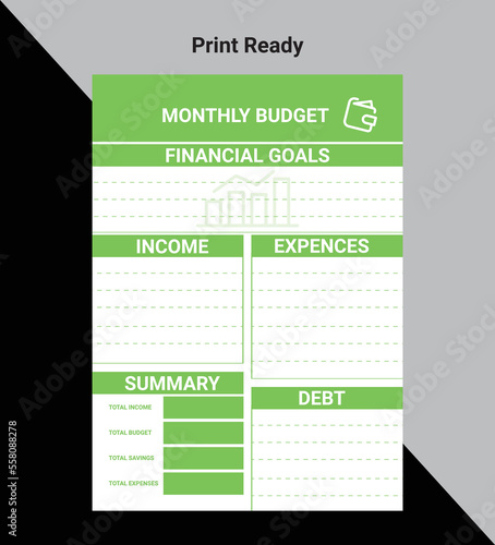 Personal monthly Income and expense tracker, budget Planner Templates A4 size 