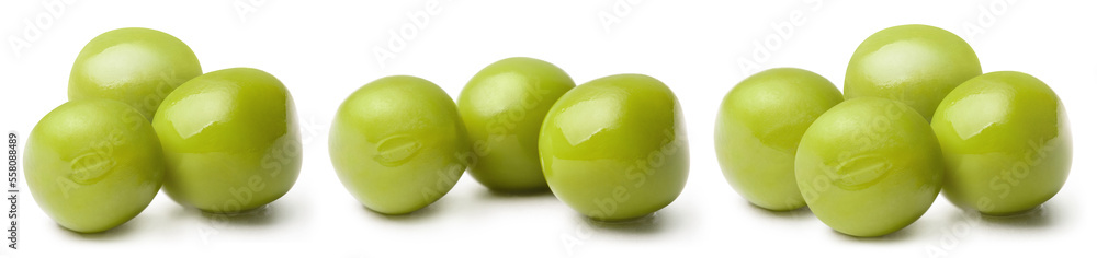 Set of green peas, isolated on white background Set of green peas, isolated on white background