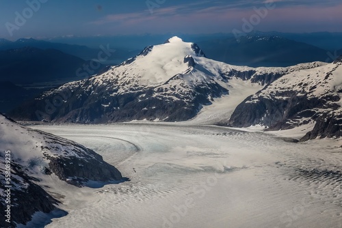 Fototapeta Naklejka Na Ścianę i Meble -  Aerial view on a glacier in the mountains of Alaska